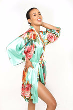 Load image into Gallery viewer, Mint Floral Robe
