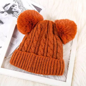 Knitted Double Pom Beanies