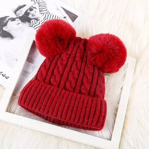 Knitted Double Pom Beanies